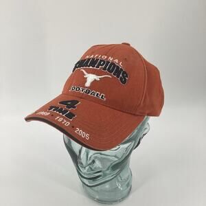 Texas Longhorns 4 Time National Champions Cap Hat Burnt Orange Black White 078